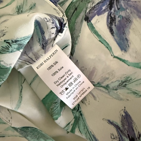NWOT Kobi Halperin Silk Floral Bell Sleeve Blouse • Size S - Picture 6 of 6